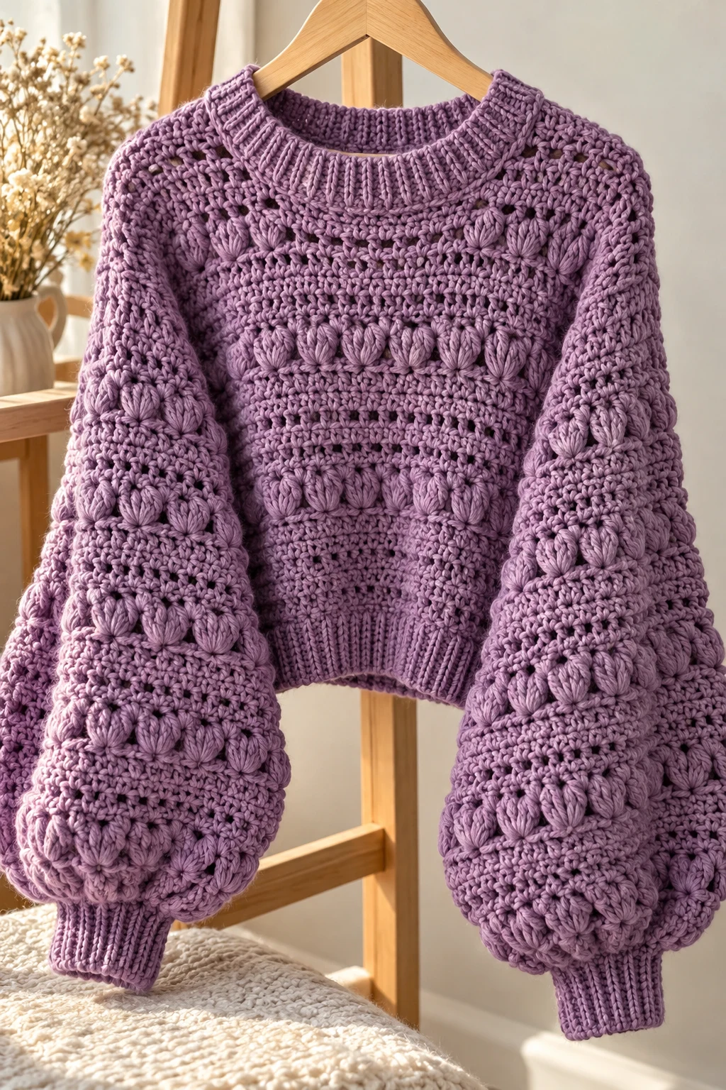 The Statement Balloon-Sleeve Sweater — crochet clothes winter style outfit