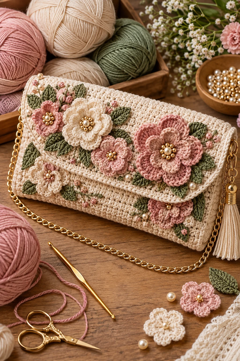 Floral Crochet Evening Clutch — crochet clutch bag free pattern style outfit