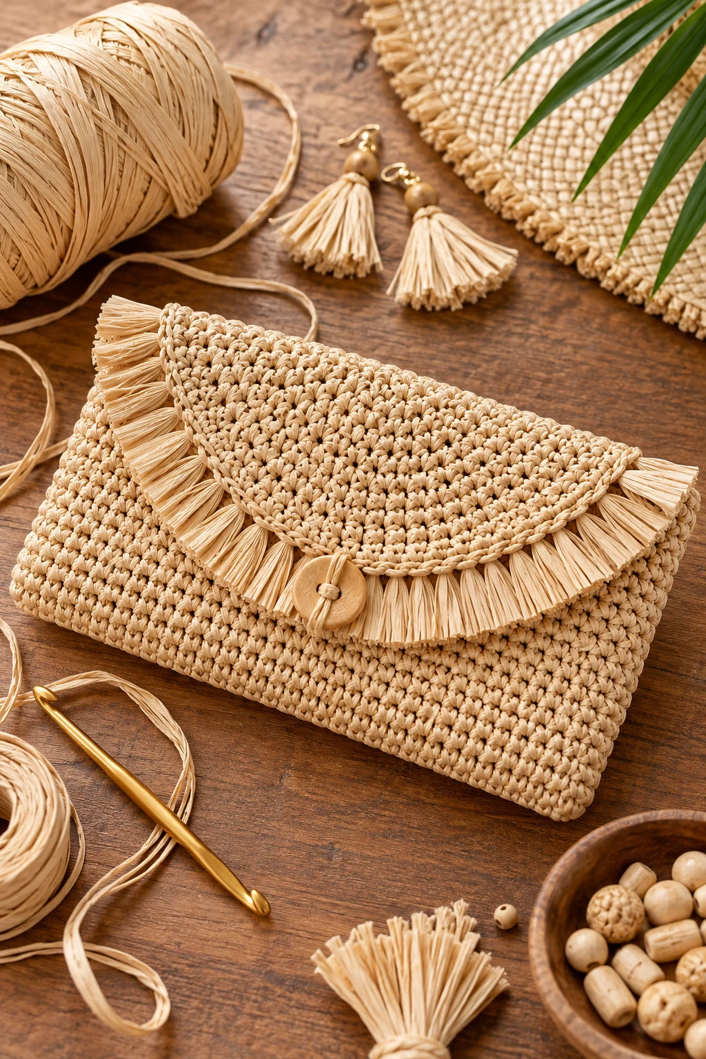 Raffia Crochet Vacation Clutch — crochet clutch bag free pattern style outfit