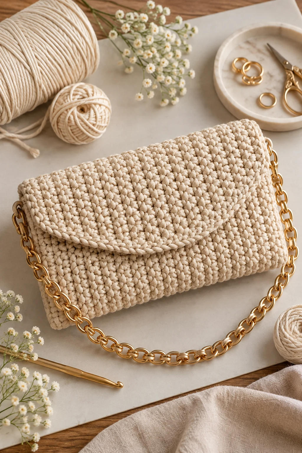 Minimalist Crochet Chain Clutch — crochet clutch bag free pattern style outfit