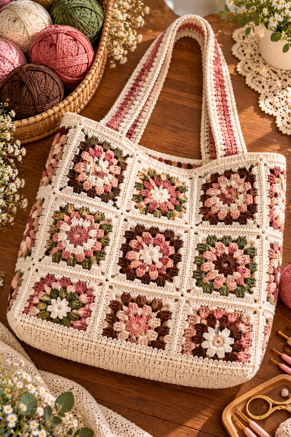 Classic Oversized Crochet College Bag — crochet college bag style outfit