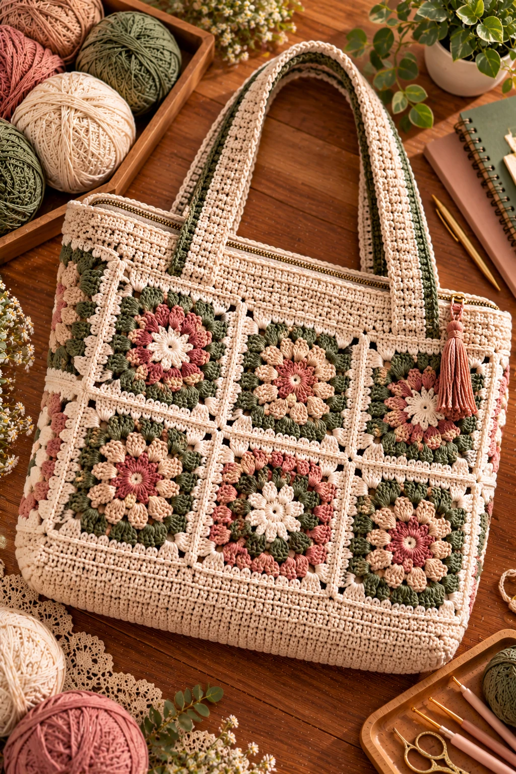 Zippered Crochet College Bag — crochet college bag style outfit