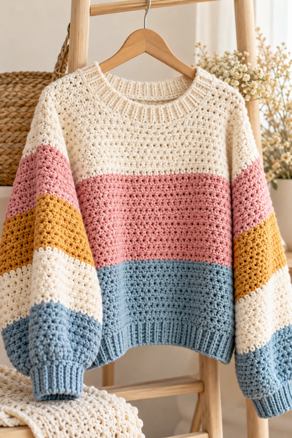 The Color-Block Statement Sweater — crochet comfy sweater style outfit