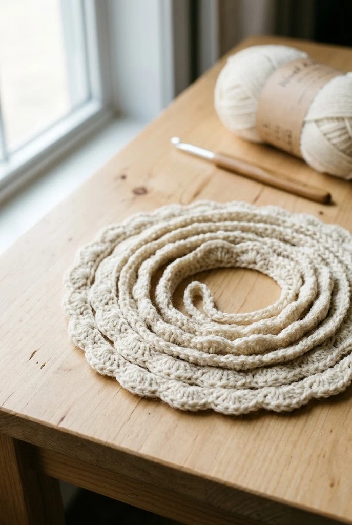 Shell-Stitched Chain Crochet Cord — crochet cord style outfit