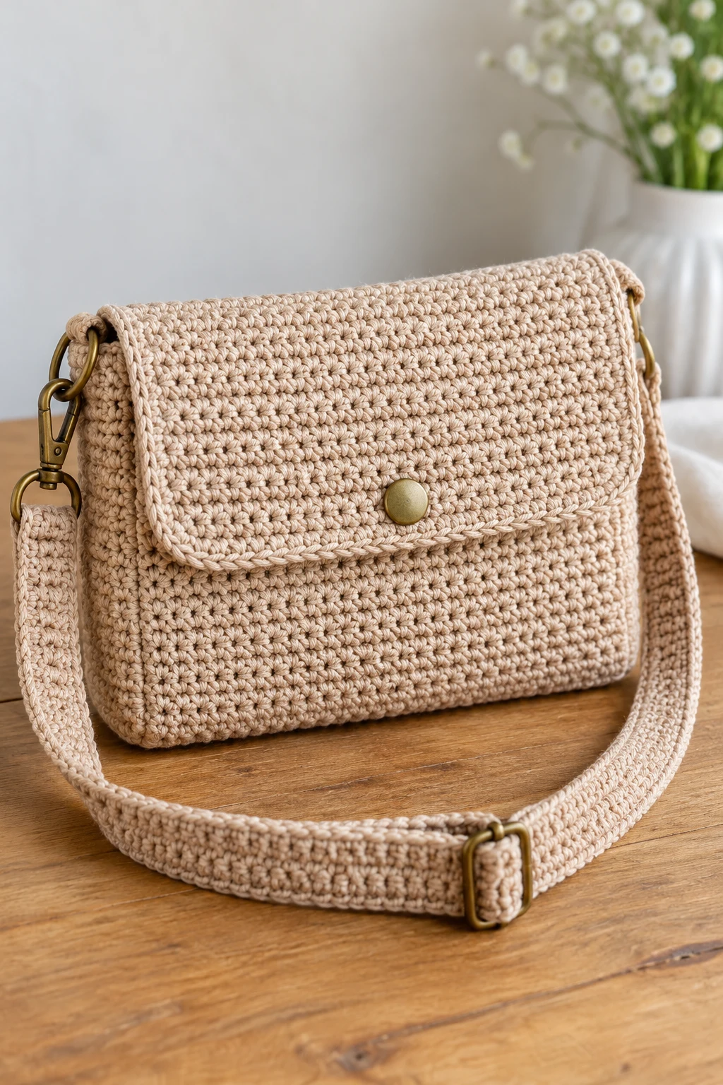 The Everyday Beige Crochet Crossbody Bag — crochet cross body bag pattern free style outfit