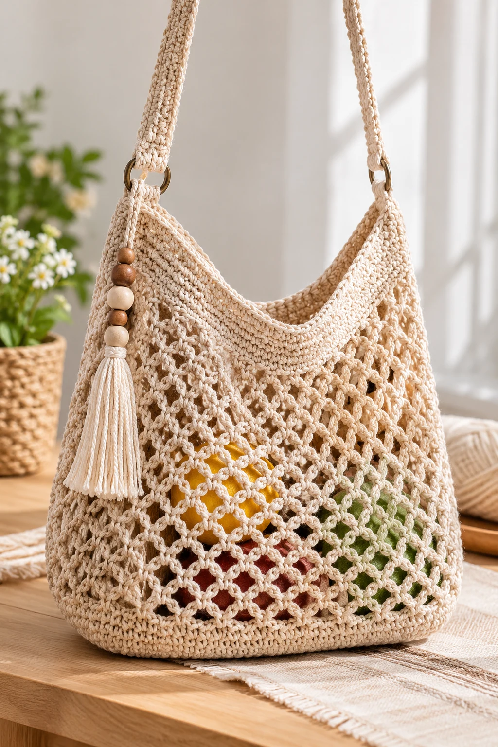 Lightweight Crochet Mesh Crossbody Market Bag — crochet cross body bag pattern free style outfit