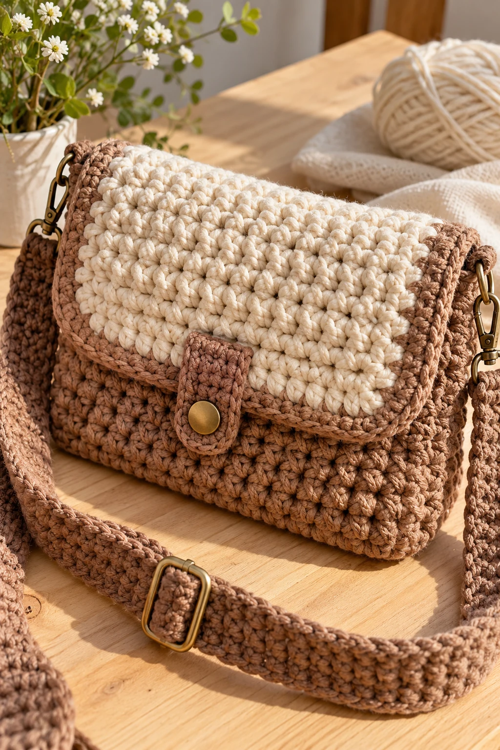 Chunky Crochet Crossbody Messenger Bag — crochet cross body bag pattern free style outfit