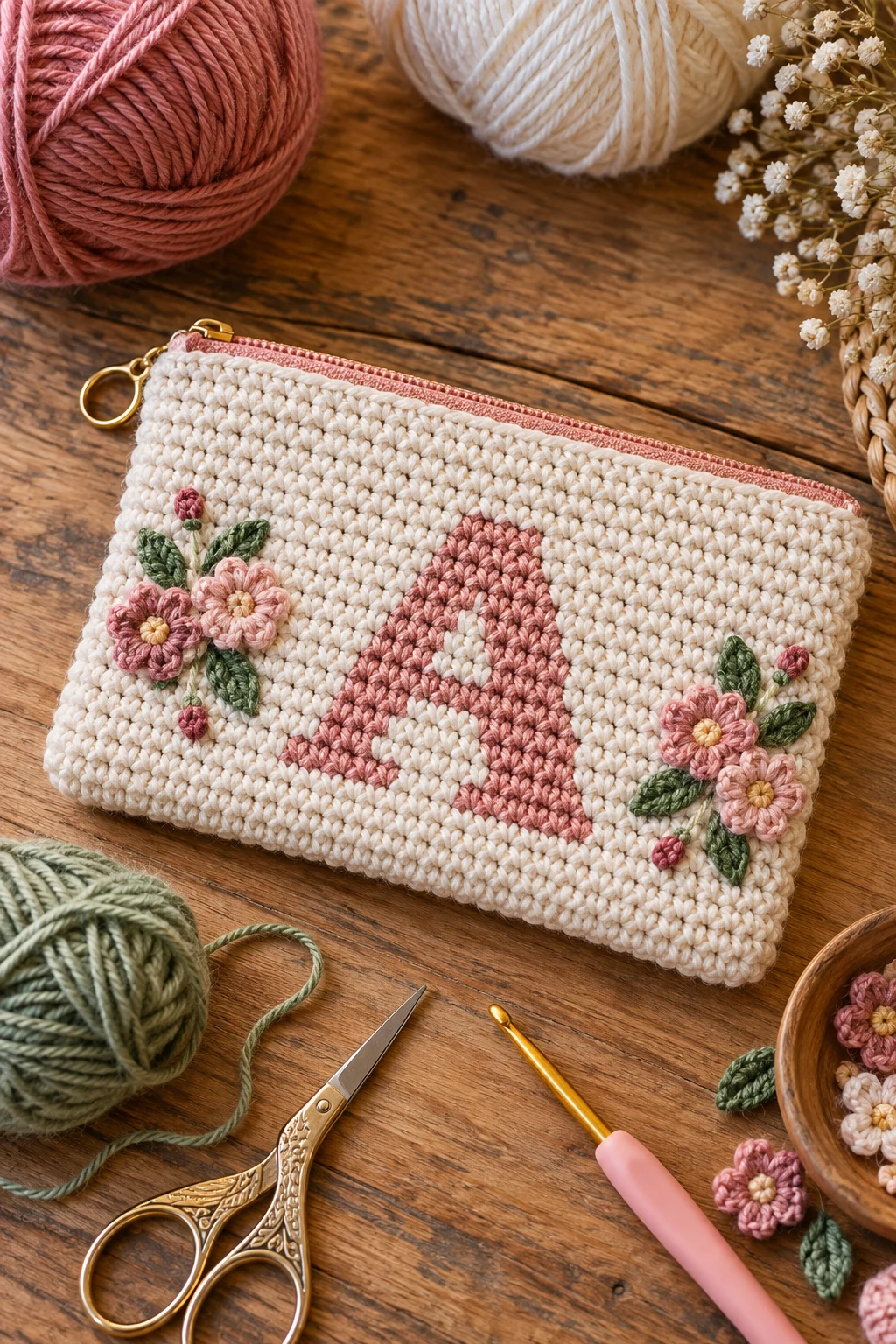 Personalized Initial Zipper Pouch — crochet design pattern style outfit