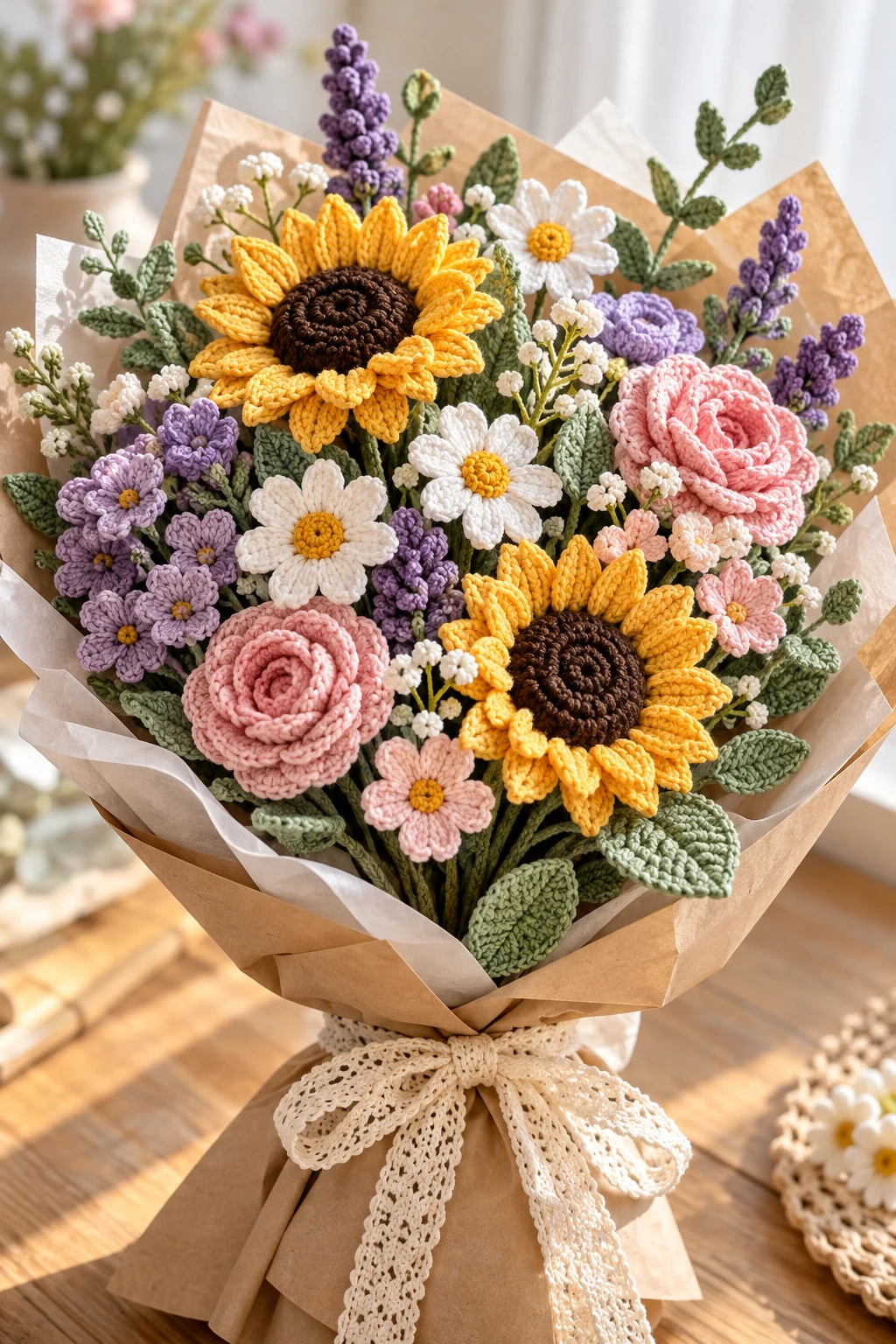 Delicate Crochet Flower Bouquets — Crochet DIY Tutorial style outfit