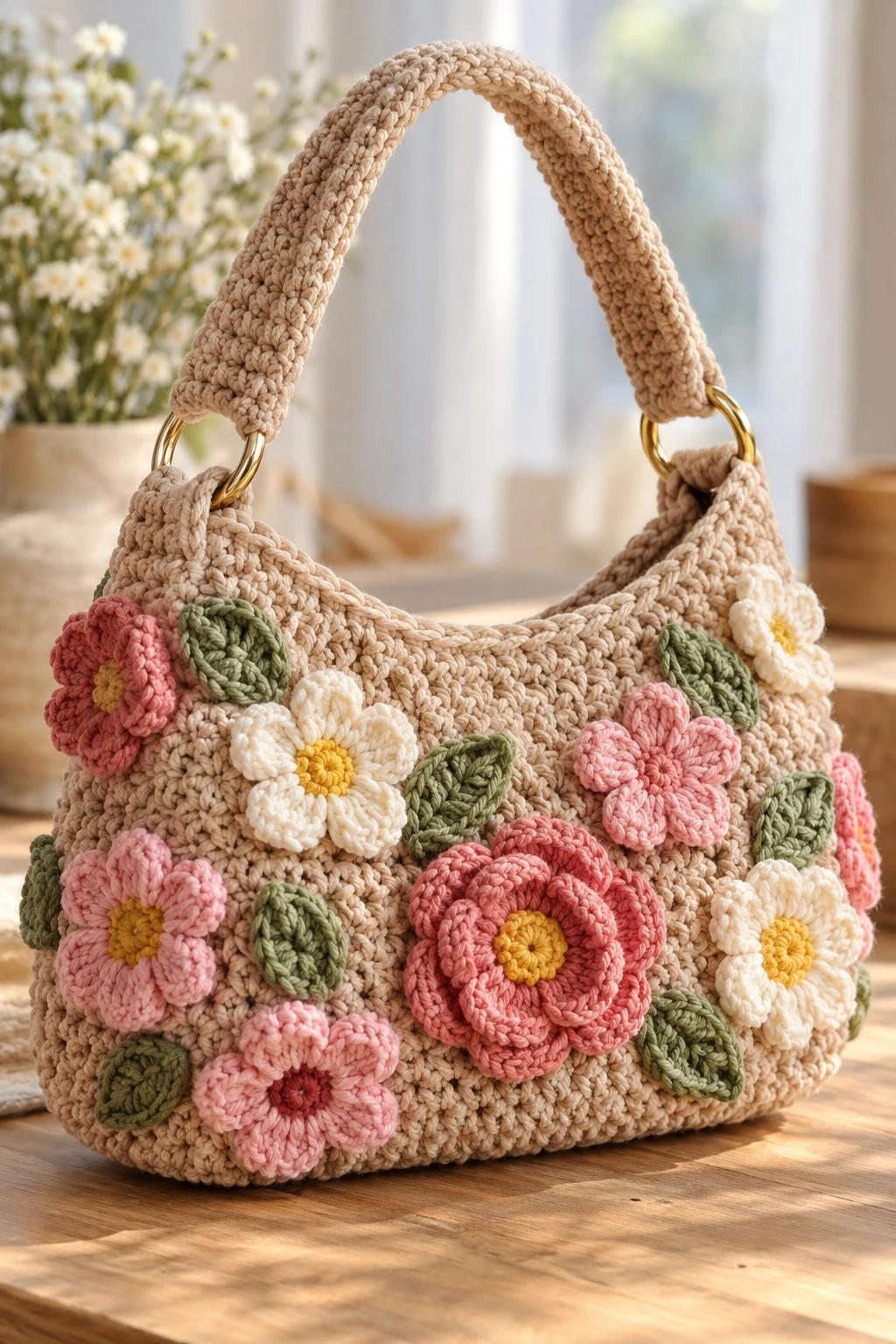 The Crochet Flower Bag Accent — crochet downtown style outfit