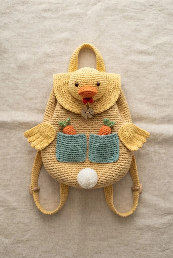 Interactive Duck Bag with Pond Pockets — crochet duck bag