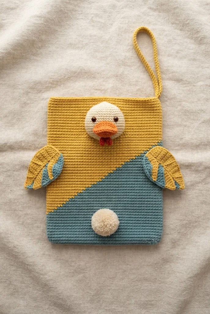 Modern Graphic Colorblock Duck Purse — crochet duck bag