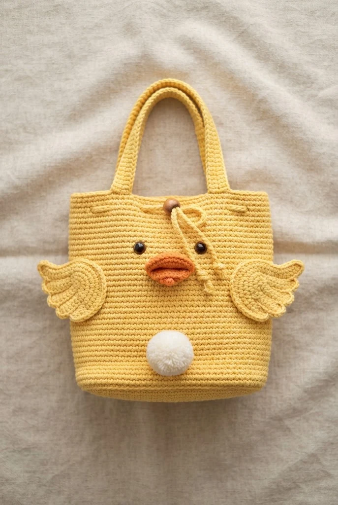Structured Bucket-Style Duck Handbag — crochet duck bag