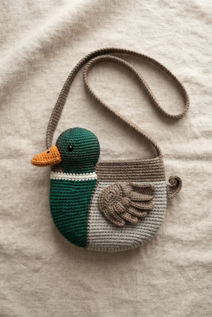 Graphic Intarsia Mallard Crossbody — crochet duck bag