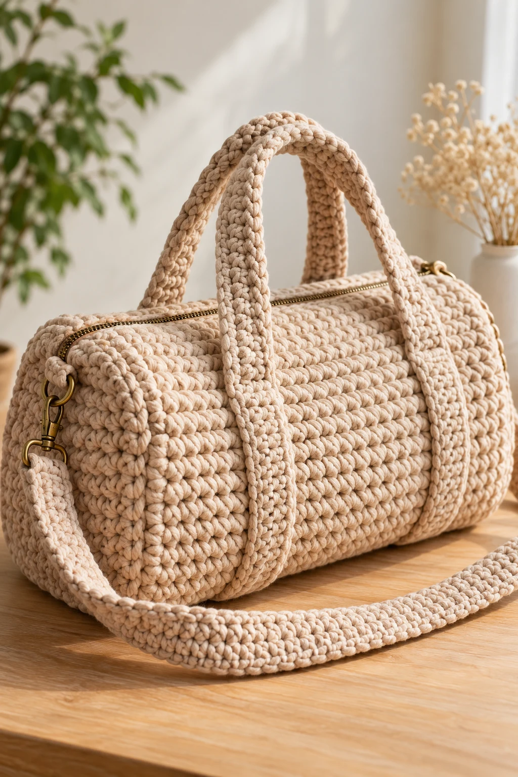 Chunky Crochet Duffel Bag — crochet duffel bag