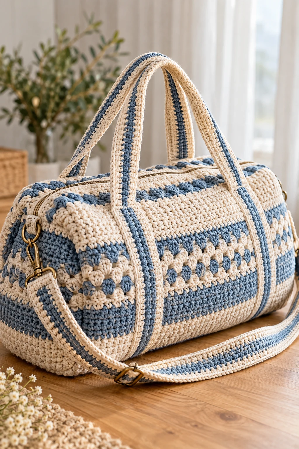 Oversized Weekend Crochet Travel Bag — crochet duffel bag