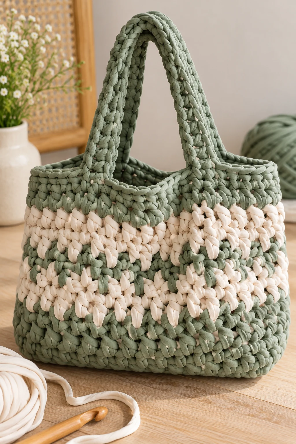 Recycled T-Shirt Yarn Crochet Bag — crochet easy bag style outfit