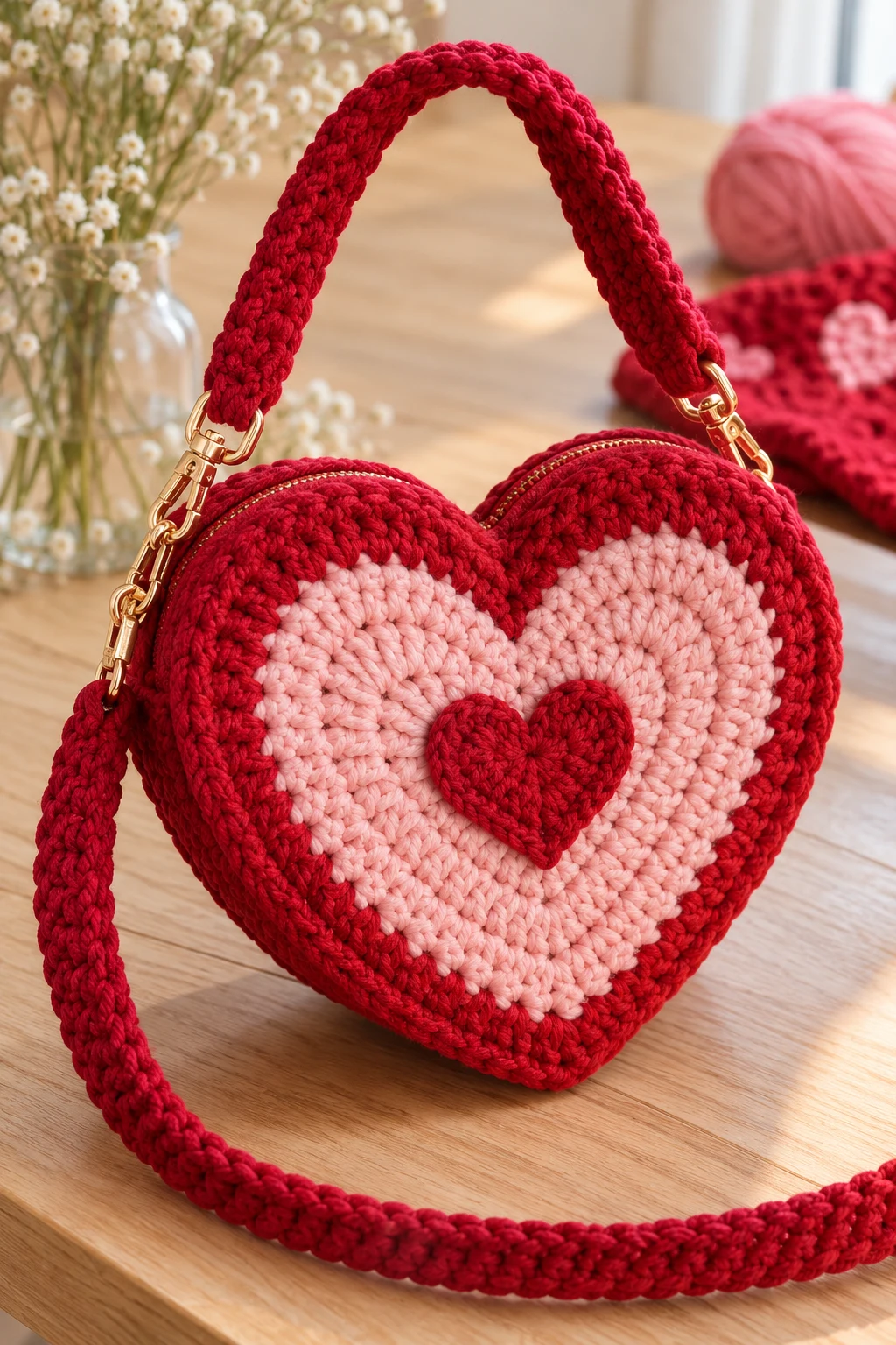 Heart-Shaped Valentine's Crochet Bag — crochet easy bag style outfit