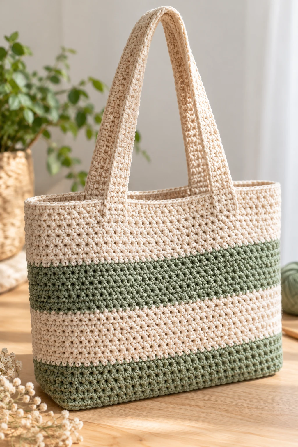 Simple Everyday Rectangle Tote — crochet easy bag style outfit