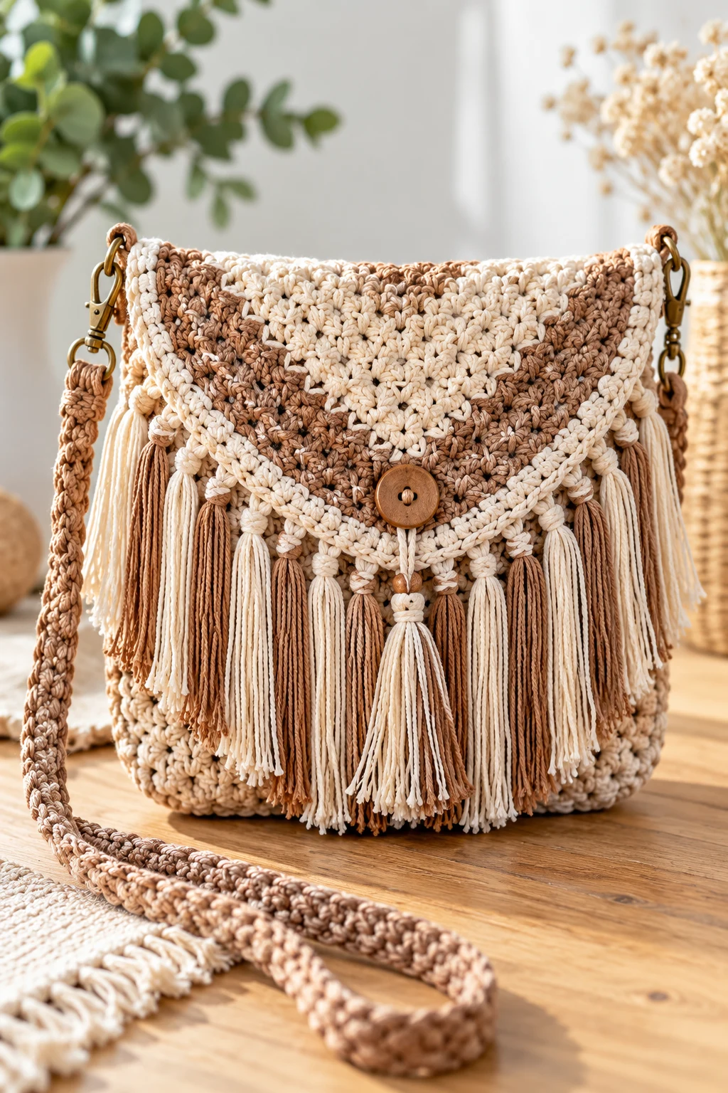 Boho Fringe Crochet Crossbody Bag — crochet easy bag style outfit