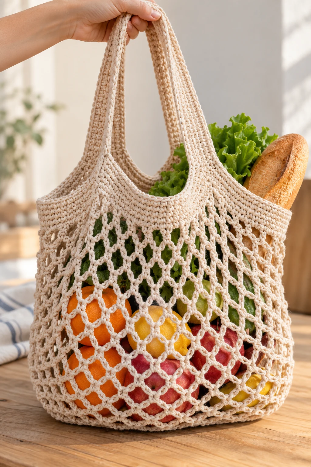 Easy Mesh Grocery Shopping Bag — crochet easy bag style outfit