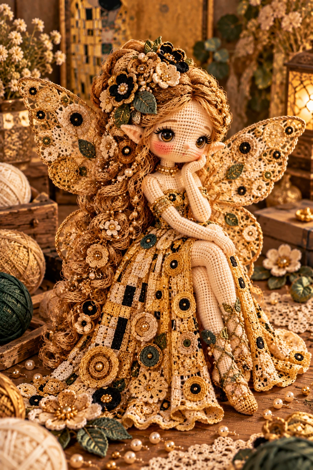 Luxury Klimt-Inspired Crochet Fairy — crochet fairy style outfit