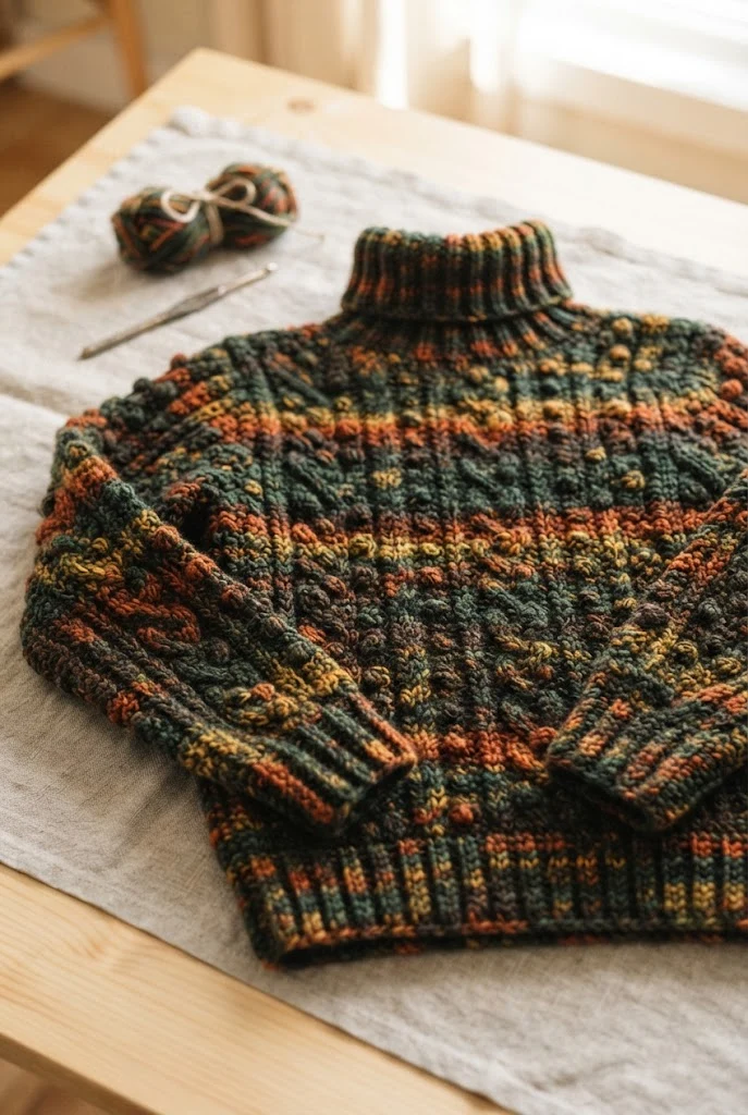 Moody Autumn Layering Turtleneck Sweater — crochet fall clothing style outfit