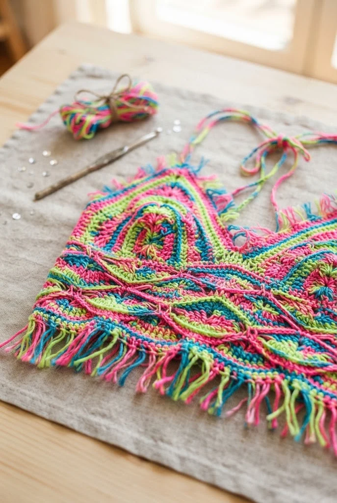 High-Energy Rave Ready Neon Crop — crochet fall clothing style outfit