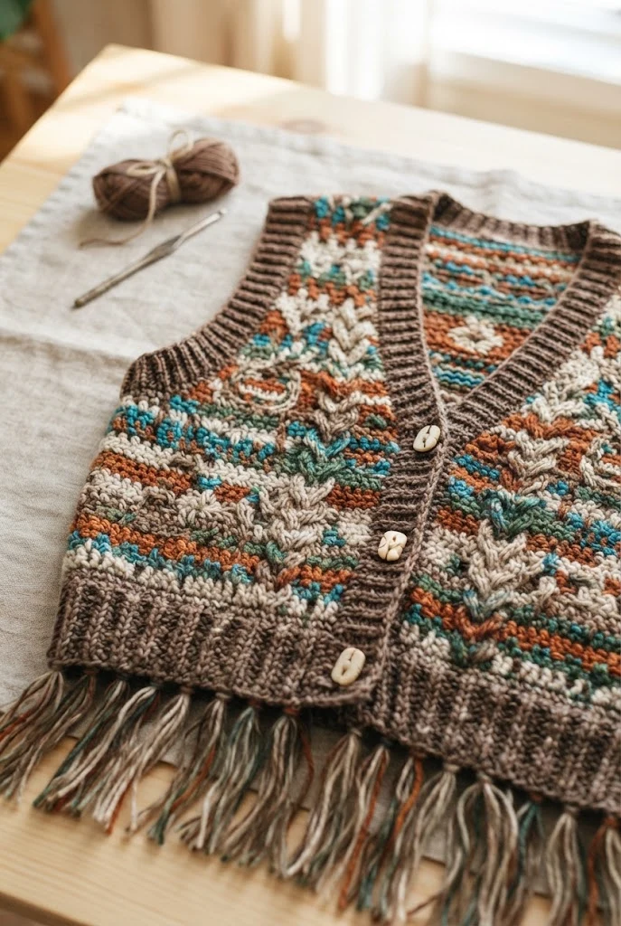 Modern Western Cowboy Fusion Vest — crochet fall clothing style outfit