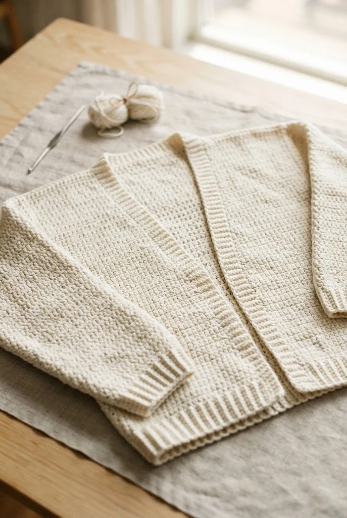 Coastal Brunch Minimalist Cardigan — crochet fall clothing style outfit