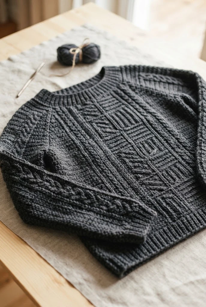Modern Monochromatic Edge Pullover — crochet fall clothing style outfit
