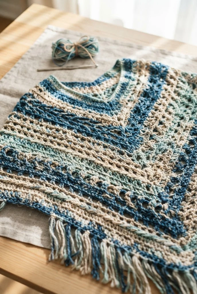 Seaside Vacation Ready Poncho — crochet fall clothing style outfit