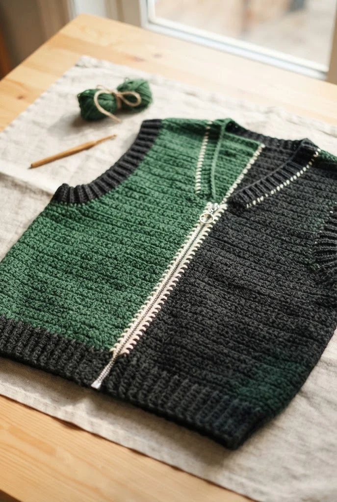 Urban Streetwear Contrast Vest — crochet fall clothing style outfit