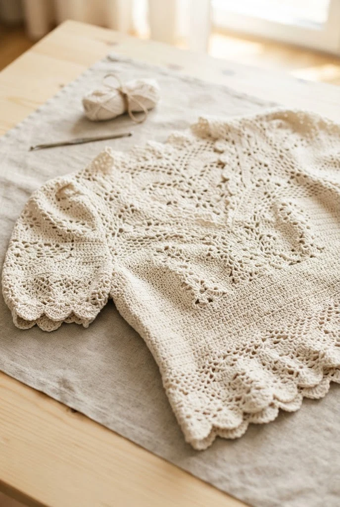 Romantic Picnic Aesthetic Blouse — crochet fall clothing style outfit
