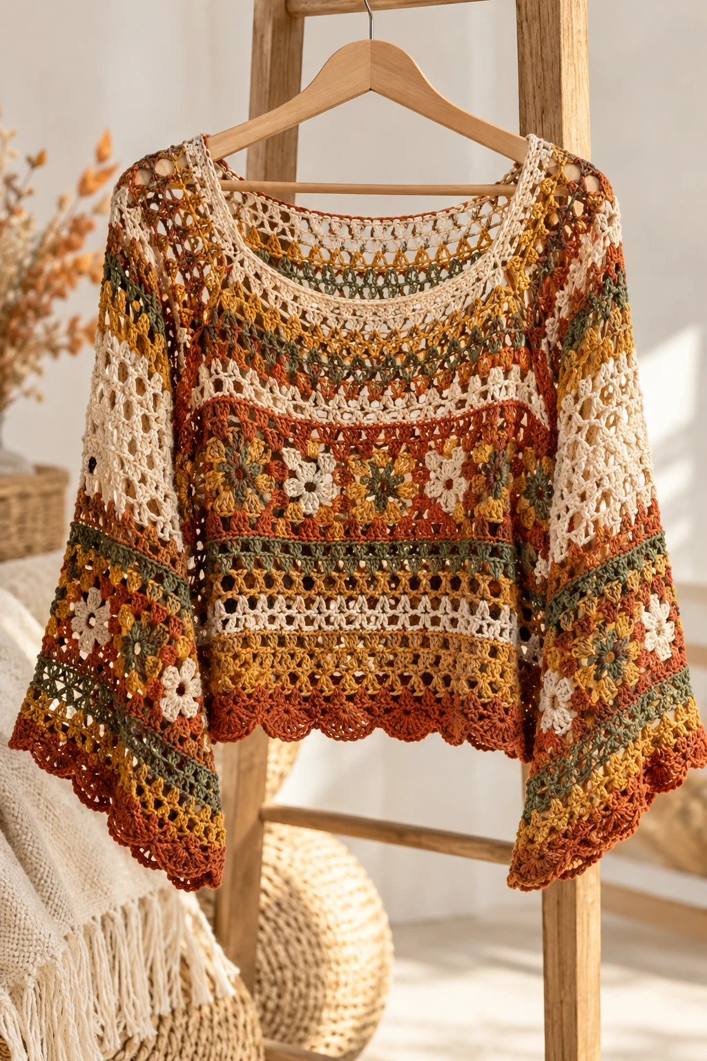 The Open-Stitch Crochet Autumn Top — crochet fall wearables style outfit