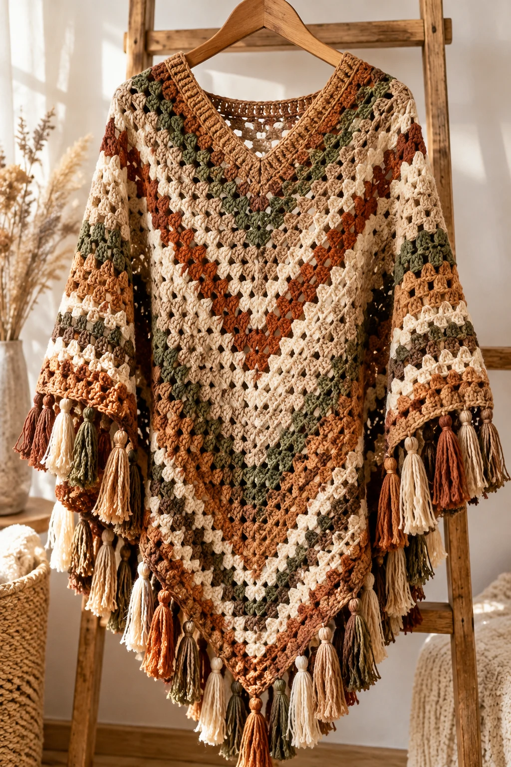 The Rustic Crochet Poncho — crochet fall wearables style outfit