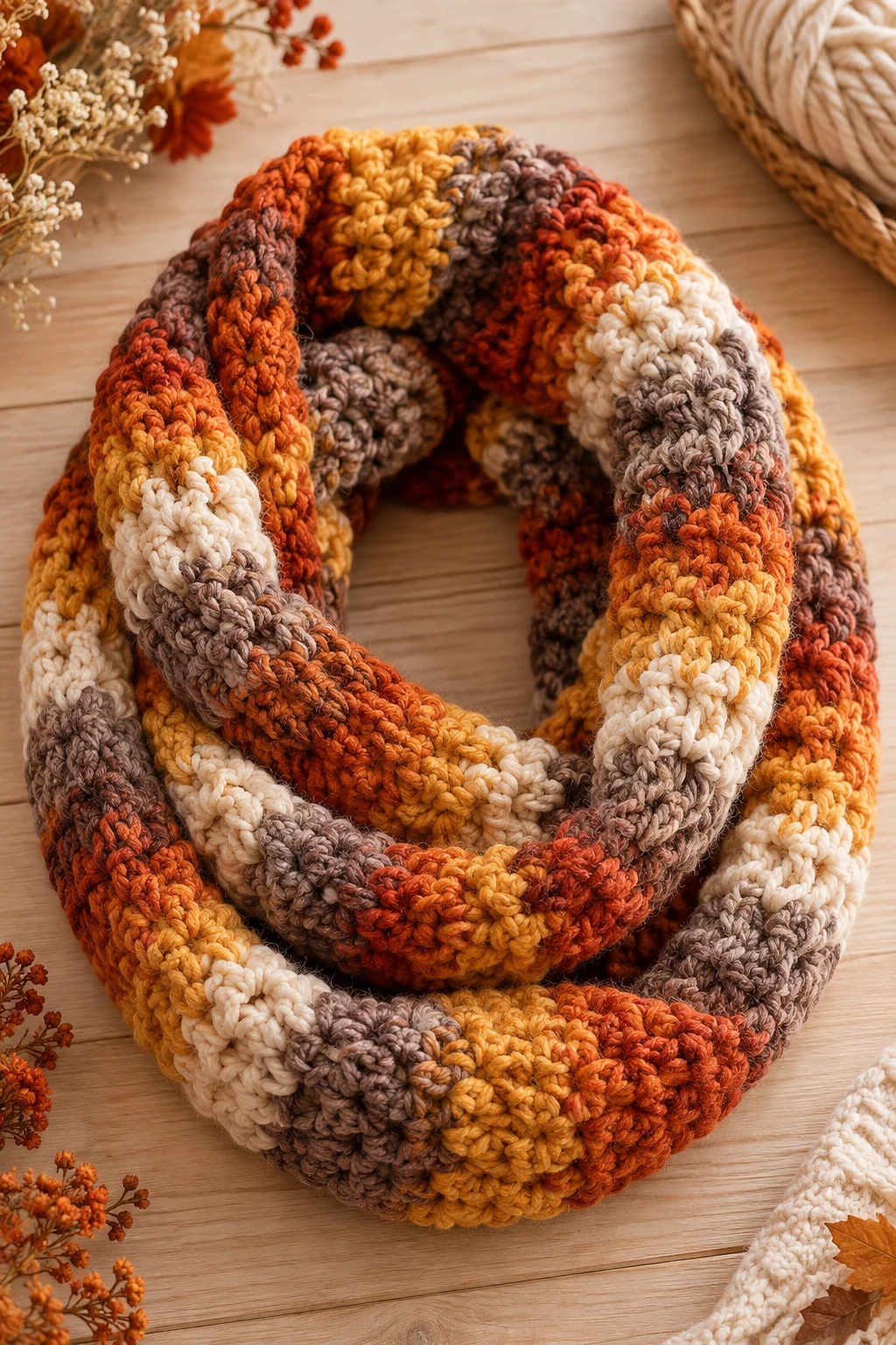 The Chunky Crochet Infinity Scarf — crochet fall wearables style outfit