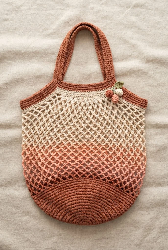 Two-Tone Ombre Market Bag — crochet farmers market bag