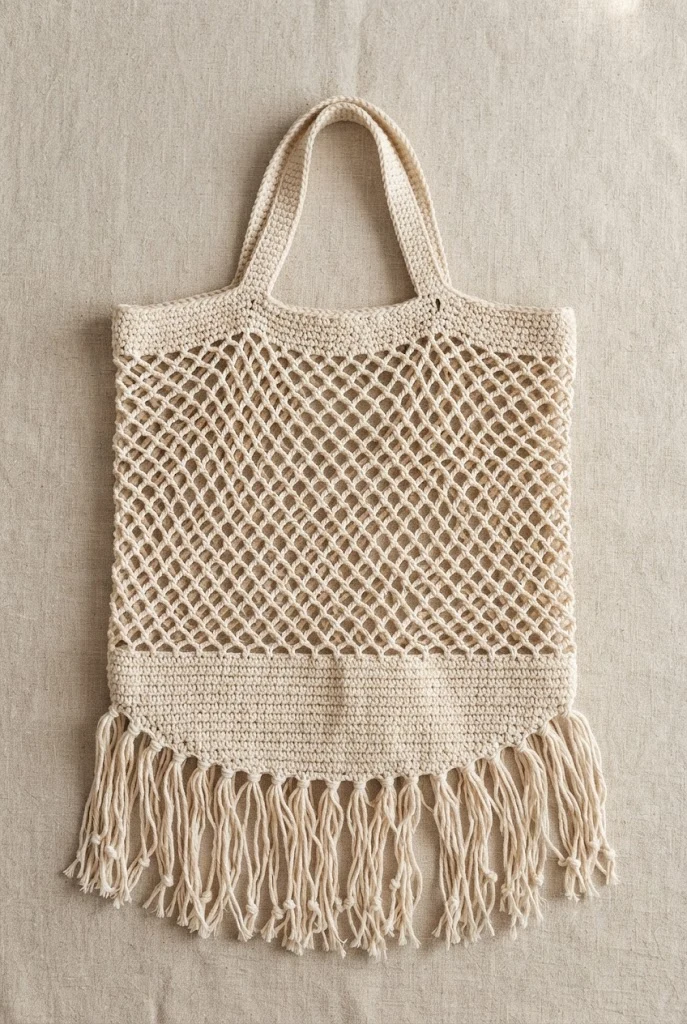 Boho Fringe Farmers Market Tote — crochet farmers market bag
