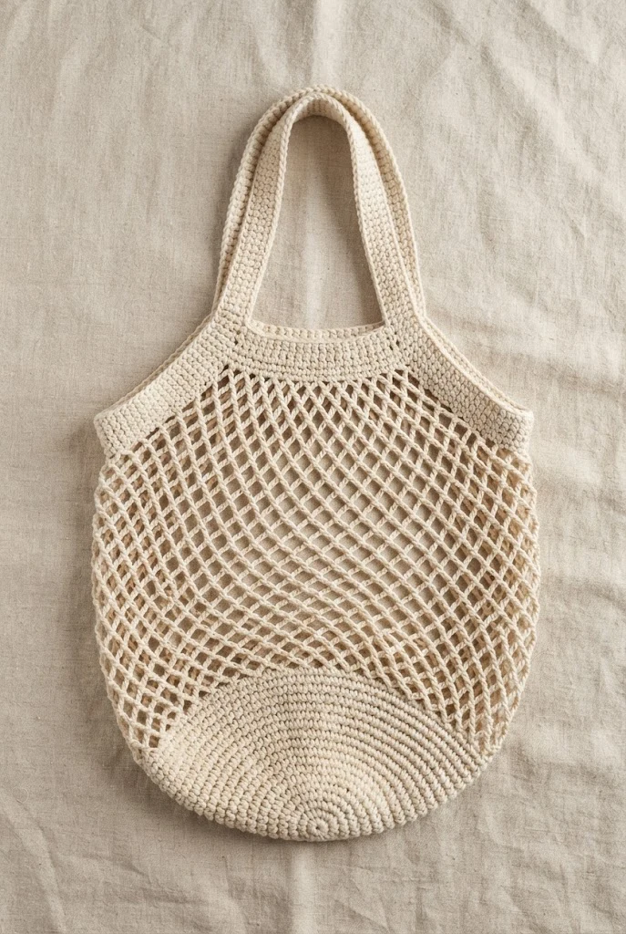 Minimalist Fishnet Market Bag — crochet farmers market bag