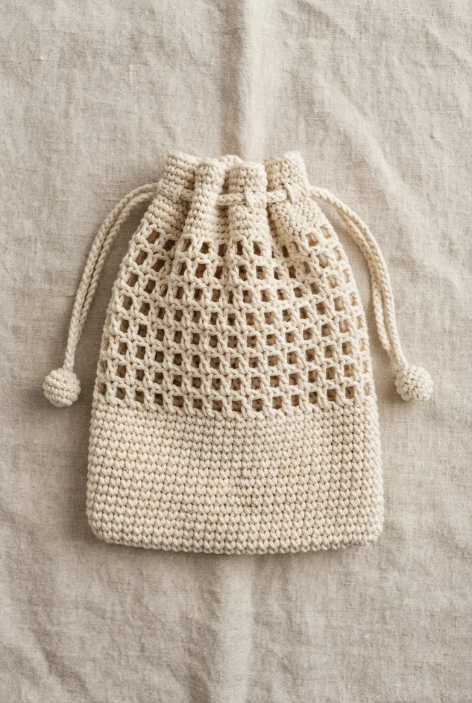 Drawstring Cinch Produce Pouch — crochet farmers market bag