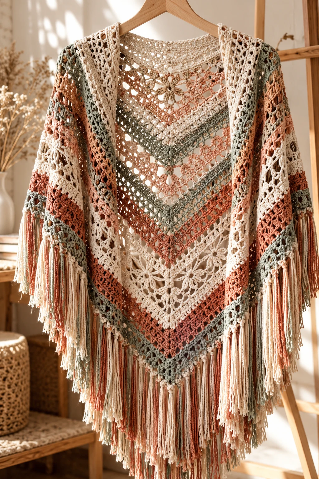 The Bohemian Crochet Fringe Shawl — crochet fashion patterns style outfit