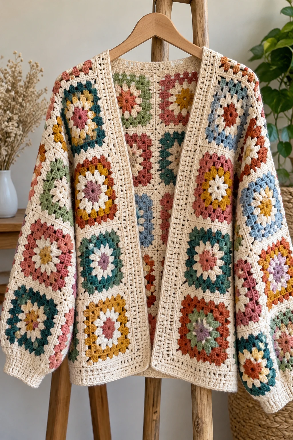The Boho Granny Square Cardigan — crochet fashion patterns style outfit