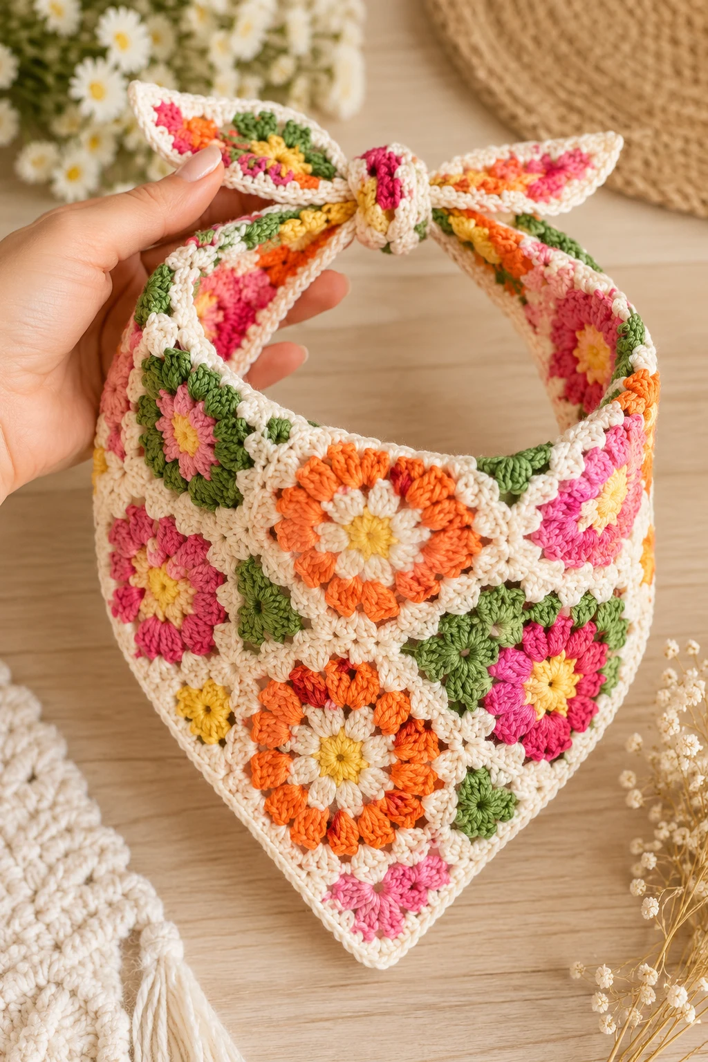The Colorful Crochet Bandana — crochet fashion