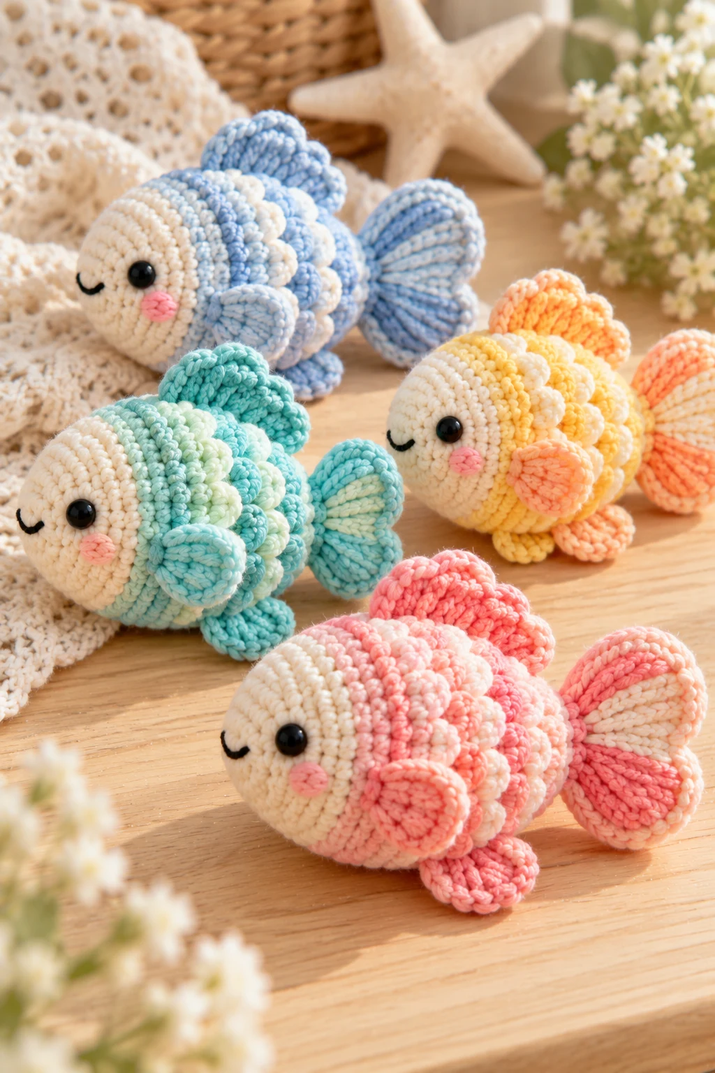 Pastel Crochet Fish for Nursery Decor — crochet fish style outfit
