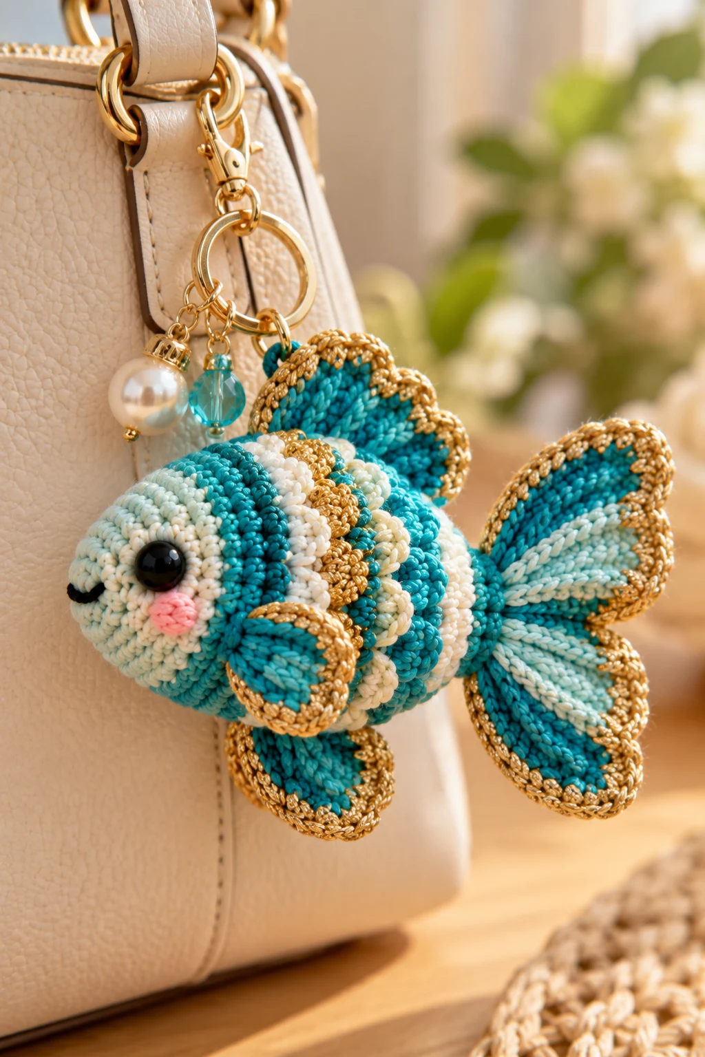 Sparkly Crochet Fish Bag Charm — crochet fish style outfit