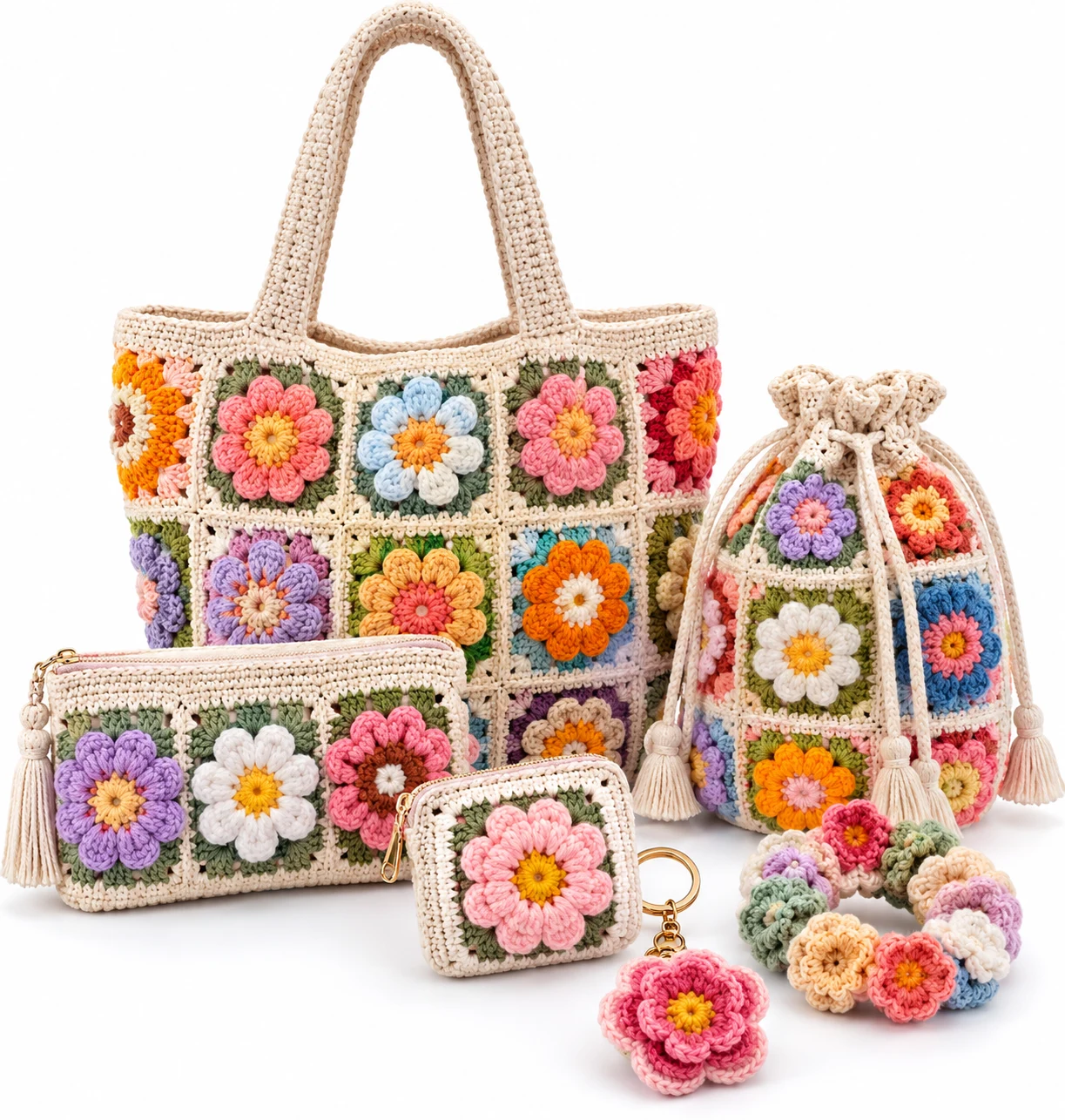 Shop: crochet flower granny square pattern accessories
