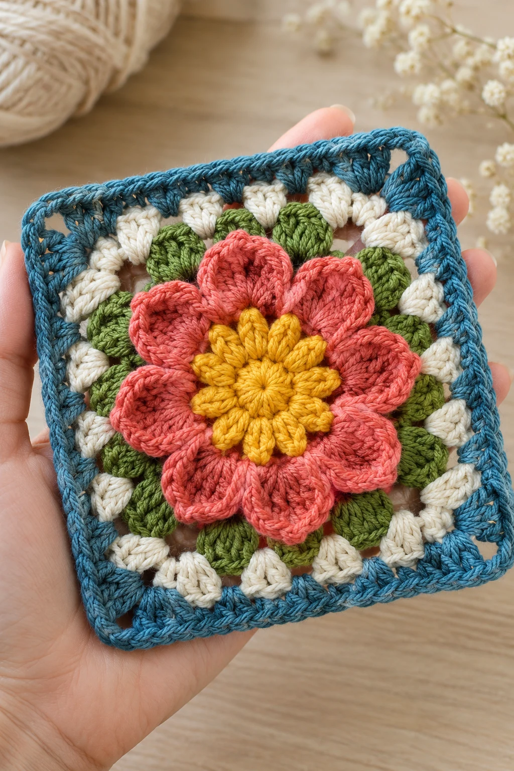 The Bold African Flower-Inspired Square — crochet flower granny square pattern