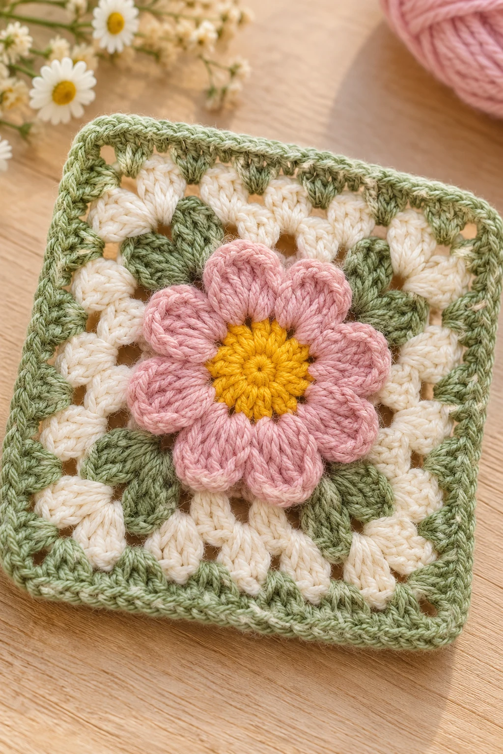 The Cottagecore Wildflower Granny Square — crochet flower granny square pattern