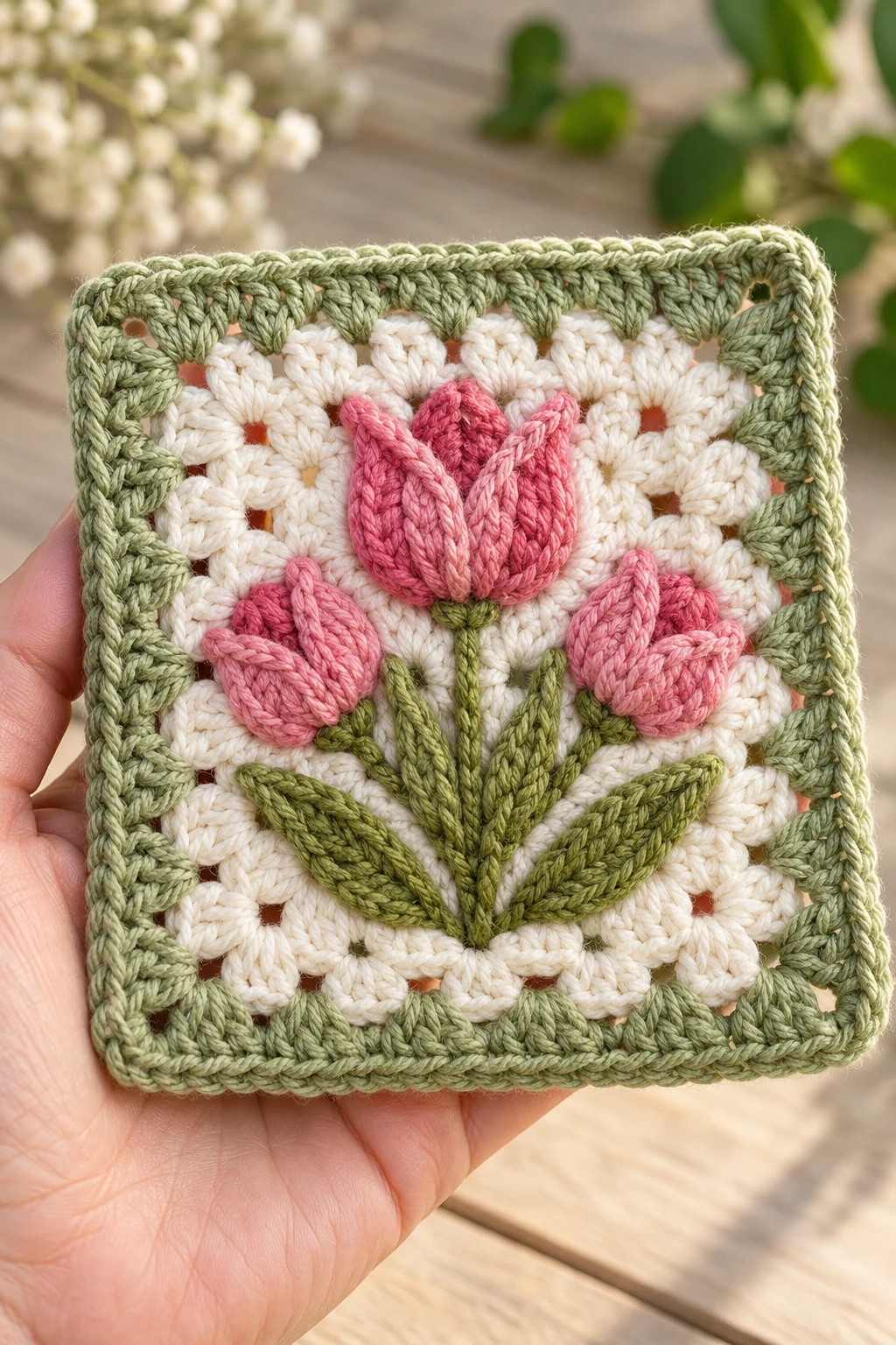 The Elegant Tulip Flower Granny Square — crochet flower granny square pattern